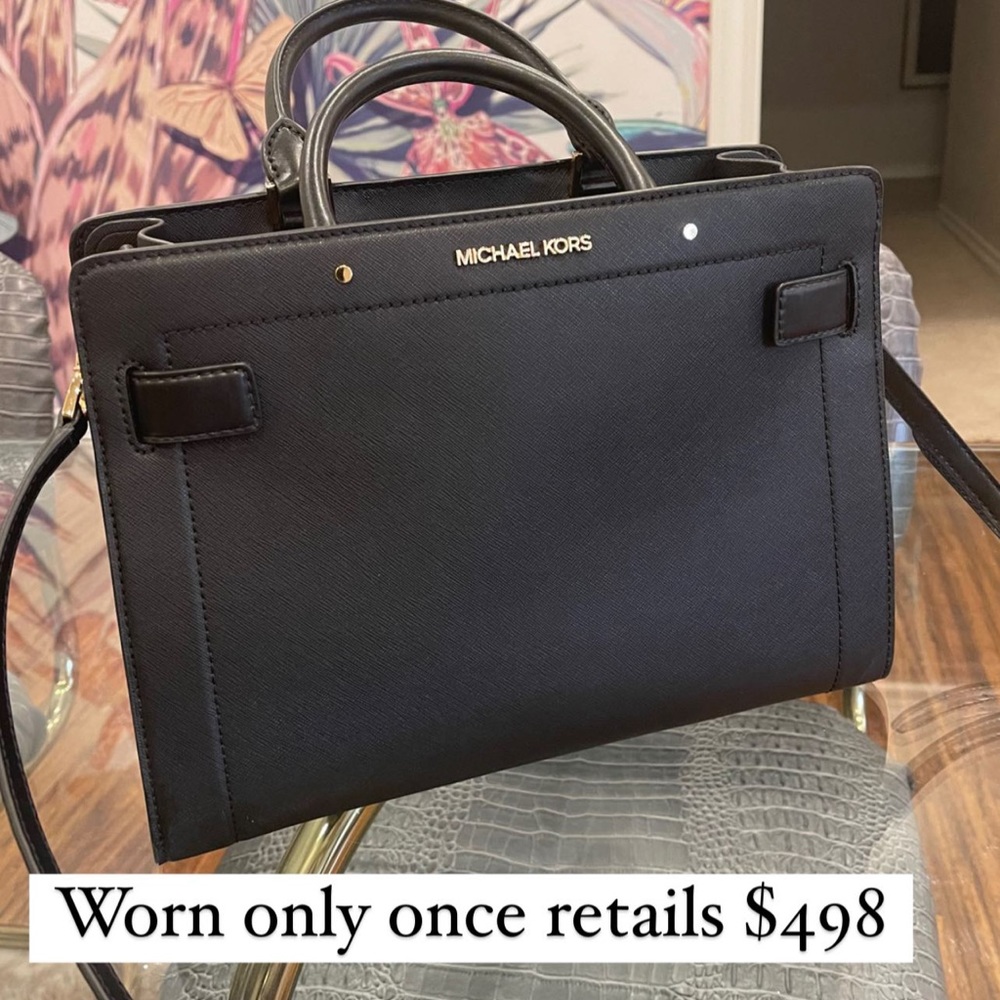 Rayne Medium Saffiano Leather Satchel (will include receipt)